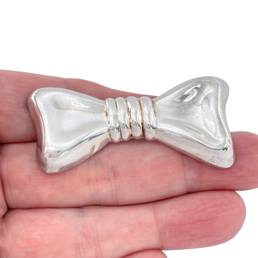 Vintage Sterling Silver 925 Bow Brooch Pin